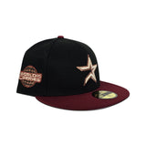 Black Houston Astros Brick Red Visor Pink Bottom 2005 World Series Side Patch New Era 59Fifty Fitted