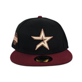 Black Houston Astros Brick Red Visor Pink Bottom 2005 World Series Side Patch New Era 59Fifty Fitted