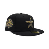 Black Houston Astros Gold Logo Gray Bottom 45th Anniversary Side Patch New Era 59Fifty Fitted