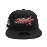 Black Houston Astros Red Bottom Astrodome Side Patch New Era 59Fifty Fitted