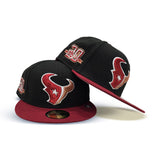 Black Houston Texans Brick Red Visor Pink Bottom 20th Anniversary Side Patch New Era 59Fifty Fitted