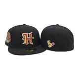 Black Houston Texans Red Bottom 2002 Inaugural Season Side Patch New Era 59Fifty Fitted