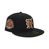 Black Houston Texans Red Bottom 2002 Inaugural Season Side Patch New Era 59Fifty Fitted