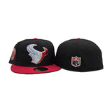 Black Houston Texans Red Visor Gray Bottom H-Town Skeleton Rock Hand Side Patch New Era 59Fifty Fitted