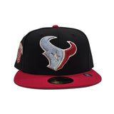 Black Houston Texans Red Visor Gray Bottom H-Town Skeleton Rock Hand Side Patch New Era 59Fifty Fitted