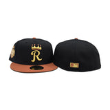 Black Kansas City Royals Rust Orange Visor Green Bottom 2012 All Star Game Side Patch New Era 59Fifty Fitted