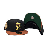 Black Kansas City Royals Rust Orange Visor Green Bottom 2012 All Star Game Side Patch New Era 59Fifty Fitted