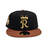 Black Kansas City Royals Rust Orange Visor Green Bottom 2012 All Star Game Side Patch New Era 59Fifty Fitted