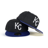 Black Kansas City Royals Royal Blue Visor Gray Bottom New Era 59Fifty True Authentic On Field Fitted