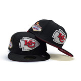 Black Kansas City Chiefs Red Bottom Super Bowl LVIII Side Patch New Era 59Fifty Fitted