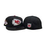 Black Kansas City Chiefs Red Bottom Super Bowl LVIII Side Patch New Era 59Fifty Fitted