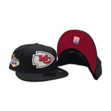 Black Kansas City Chiefs Red Bottom Super Bowl LVIII Side Patch New Era 59Fifty Fitted