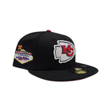 Black Kansas City Chiefs Red Bottom Super Bowl LVIII Side Patch New Era 59Fifty Fitted