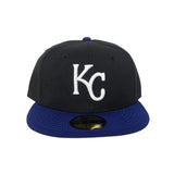 Black Kansas City Royals Royal Blue Visor Gray Bottom New Era 59Fifty True Authentic On Field Fitted