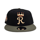 Black Kansas City Royals Olive Green Visor Gray Bottom 50th Anniversary Side Patch New Era 9fifty Snapback