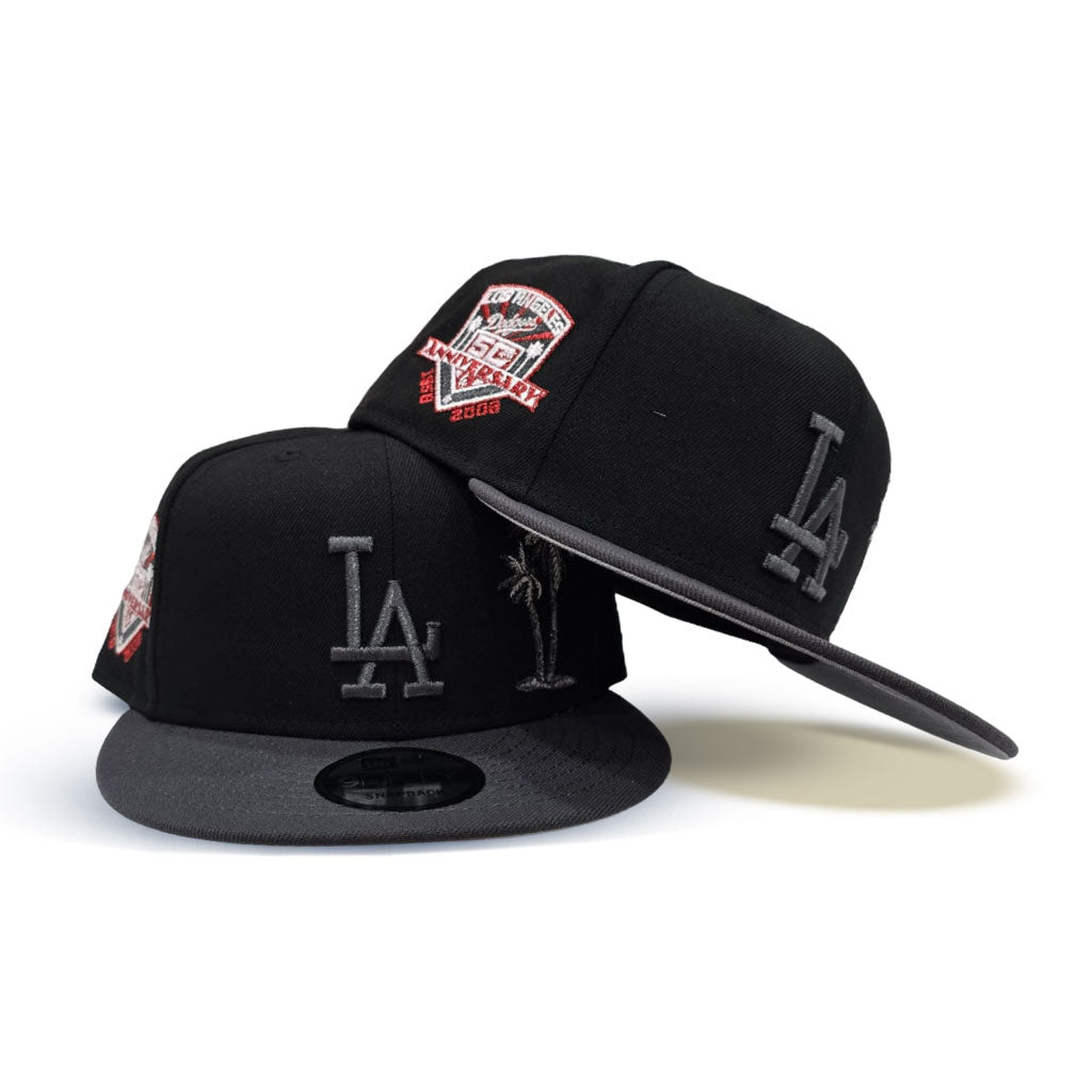 Los Angeles Dodgers Fitted New Era 59Fifty 40th City Metallic Black Cap Hat Grey UV | THE 4TH Los Angeles Dodgers Fitted New Era 59Fifty 40th City Metallic Black Cap Hat Grey UV | THE 4TH
