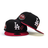 Black Los Angeles Dodgers Rose Red Visor Gray Bottom Dodger Stadium 50th Anniversary Side Patch New Era 9Fifty Snapback