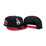 Black Los Angeles Dodgers Rose Red Visor Gray Bottom Dodger Stadium 50th Anniversary Side Patch New Era 9Fifty Snapback