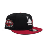 Black Los Angeles Dodgers Rose Red Visor Gray Bottom Dodger Stadium 50th Anniversary Side Patch New Era 9Fifty Snapback