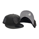 Black Las Vegas Raiders Black Visor Gray Bottom 60th Anniversary Side Patch New Era Metal Badge 9Fifty Snapback