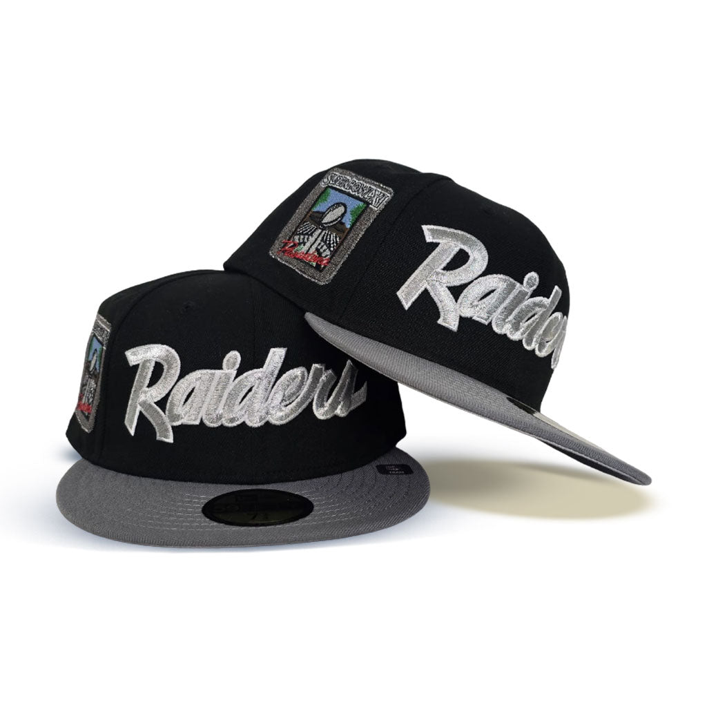 Black Script Las Vegas Raiders Storm Gray Visor Gray Bottom Super