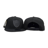 Black Las Vegas Raiders Black Visor Gray Bottom Gold 60th Anniversary Side Patch New Era Metal Badge 9Fifty Snapback