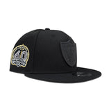 Black Las Vegas Raiders Black Visor Gray Bottom Gold 60th Anniversary Side Patch New Era Metal Badge 9Fifty Snapback