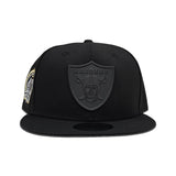 Black Las Vegas Raiders Black Visor Gray Bottom Gold 60th Anniversary Side Patch New Era Metal Badge 9Fifty Snapback