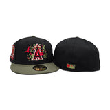 Black Los Angeles Angels Olive Green Visor Gray Bottom 50th Anniversary Patch "Halloween Pack" New Era 59Fifty Fitted