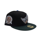 Black Los Angeles Angels Dark Green Visor Gray Bottom 50th Anniversary Patch New Era 59Fifty Fitted