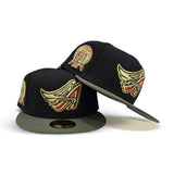 Black Los Angeles Angels Olive Green Visor Gray Bottom 50th Anniversary Side Patch New Era 59Fifty Fitted