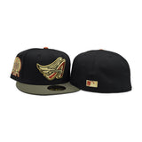 Black Los Angeles Angels Olive Green Visor Gray Bottom 50th Anniversary Side Patch New Era 59Fifty Fitted