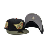 Black Los Angeles Angels Olive Green Visor Gray Bottom 50th Anniversary Side Patch New Era 59Fifty Fitted