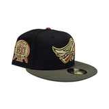 Black Los Angeles Angels Olive Green Visor Gray Bottom 50th Anniversary Side Patch New Era 59Fifty Fitted