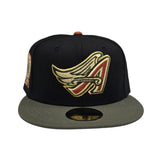 Black Los Angeles Angels Olive Green Visor Gray Bottom 50th Anniversary Side Patch New Era 59Fifty Fitted