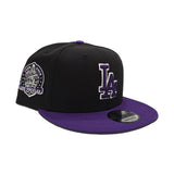 Black Los Angeles Dodgers Purple Visor Gray Bottom 50th Anniversary Side Patch New Era 9Fifty Snapback