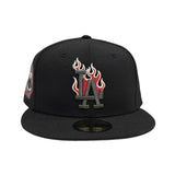 Black Los Angeles Dodgers Flame Logo Gray Bottom World Series Side Patch New Era 59Fifty Fitted