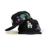 Black Los Angeles Dodgers Floral Green Bottom New Era 59Fifty Fitted