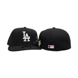Black Los Angeles Dodgers Floral Green Bottom New Era 59Fifty Fitted