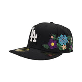 Black Los Angeles Dodgers Floral Green Bottom New Era 59Fifty Fitted