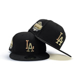 Black Los Angeles Dodgers Gold Metal Badge Gray Bottom 40th Anniversary Side Patch New Era 9Fifty Snapback