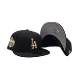 Black Los Angeles Dodgers Gold Metal Badge Gray Bottom 40th Anniversary Side Patch New Era 9Fifty Snapback