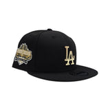 Black Los Angeles Dodgers Gold Metal Badge Gray Bottom 40th Anniversary Side Patch New Era 9Fifty Snapback