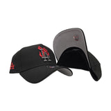 Black Los Angeles Dodgers Red Flame Logo Curved Brim Gray Bottom LA Side Patch New Era A-Frame 9Fifty Snapback