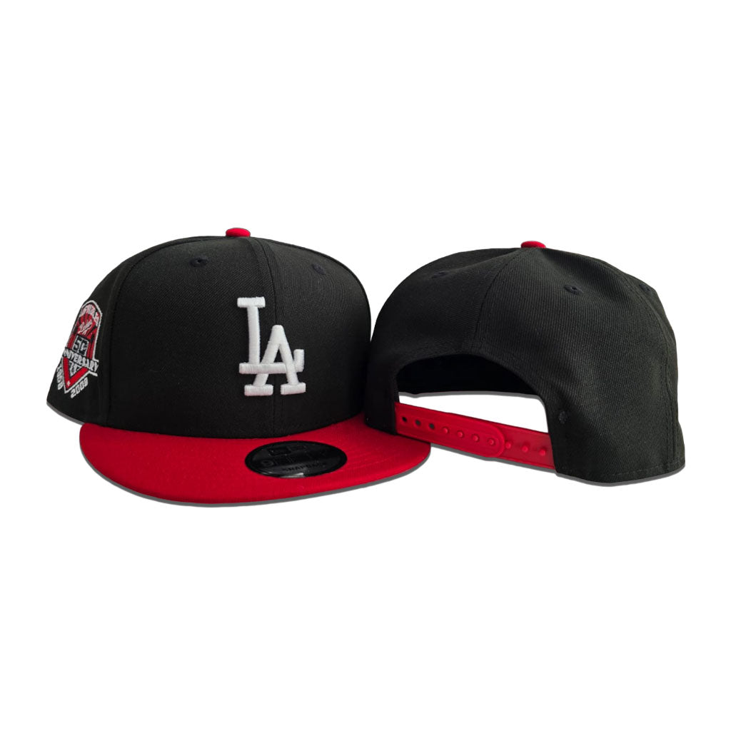 Black Los Angeles Dodgers Red Visor Gray Bottom 50th Anniversary Side Patch New Era 9Fifty Snapback