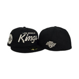 Black Los Angeles Kings Green Bottom 1967 Inaugural Season Side Patch New Era 59Fifty Fitted