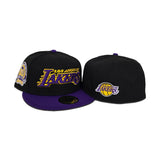 Black Los Angeles Lakers Purple Visor Gray Bottom 60th Anniversary Side Patch New Era 59Fifty Fitted