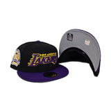 Black Los Angeles Lakers Purple Visor Gray Bottom 60th Anniversary Side Patch New Era 59Fifty Fitted