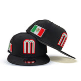 Black Mexico Gray Bottom Mexico Flag Side Patch World Baseball Classic New Era 9Fifty Snapback