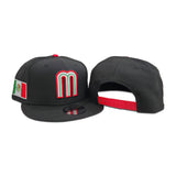 Black Mexico Gray Bottom Mexico Flag Side Patch World Baseball Classic New Era 9Fifty Snapback